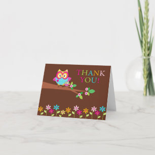 Carte de note Remerciement de Chouette de baby sho