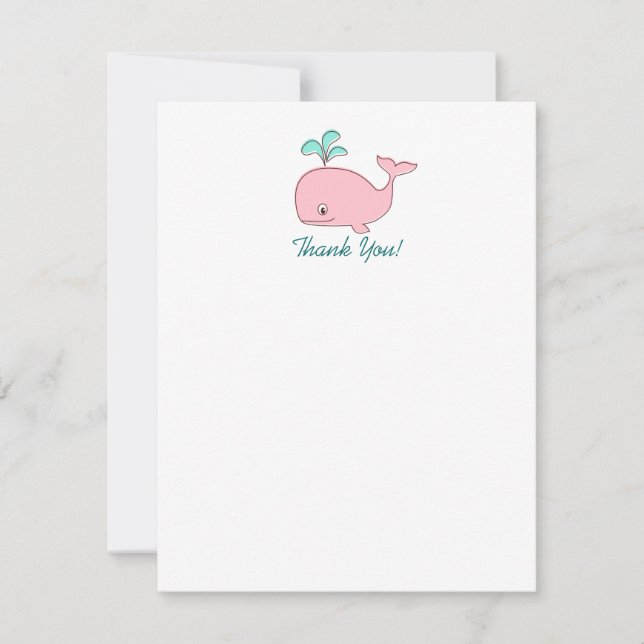 Carte de note Remerciement pour la baleine rose, 4 (Devant)