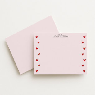 Carte de note rose avec bordure de cœur pour la Sa
