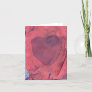 Carte de note rouge d'aquarelle de coeur