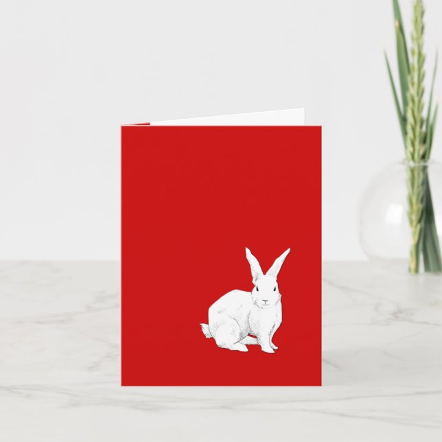 Carte de note rouge lapin (Devant)
