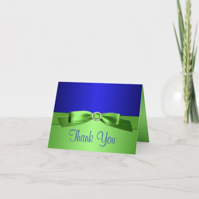Carte de note Royal Blue and Lime Green Thank you (Devant)
