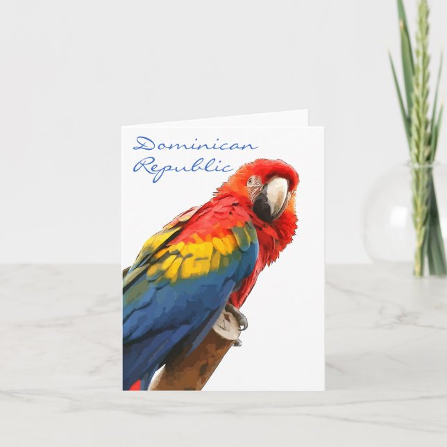 Carte de note Scarlet Macaw République dominicaine (Devant)