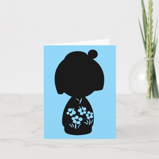 Carte de note Silhouette Blue Kokeshi Triplet (Devant)