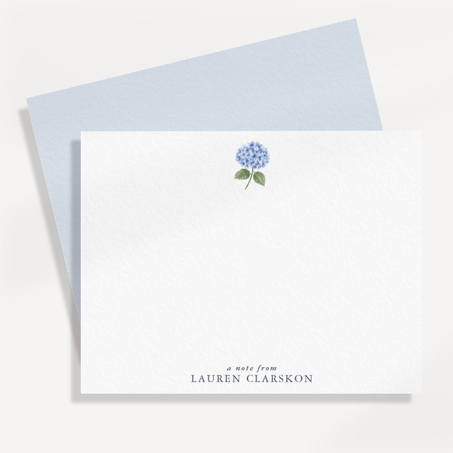 Carte de note simple en bleu avec hydrangea (Créateur téléchargé)