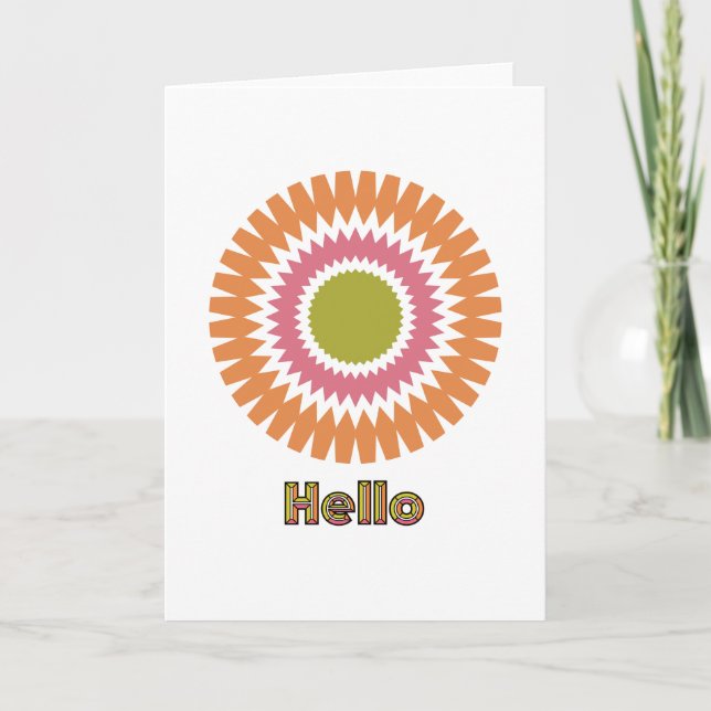 Carte de note Sunburst moderne en orange et en oli (Devant)