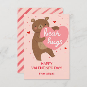 Carte de note Valentine pour les enfants de la cla
