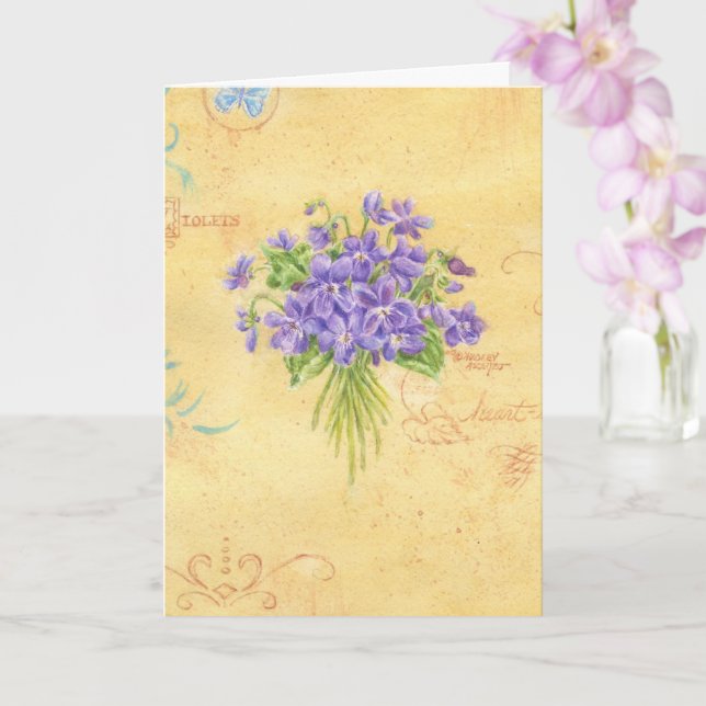 Carte de note vierge violet Bouquet (Orchidée)