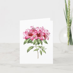 Carte de note vintage Botanique Rose Azalea
