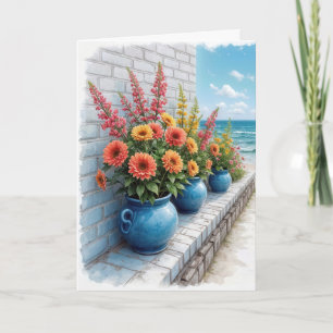 Carte de note Watercolor Beach Dahlias