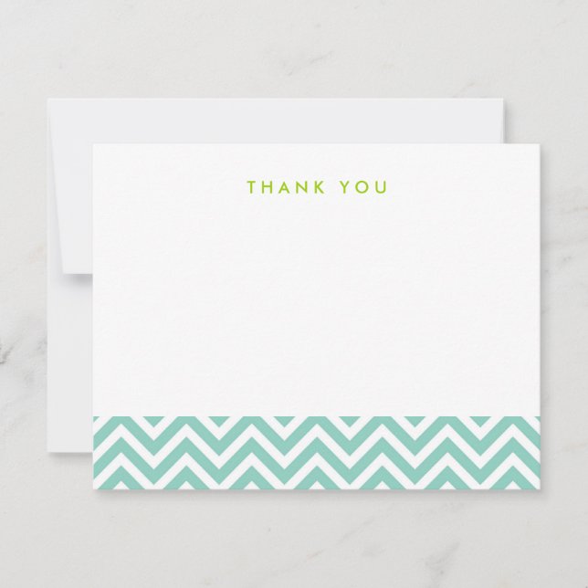 Carte de notes Aqua Simple Chevron Thank You (Devant)