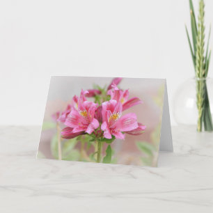 Carte de notes d'art rose Fleurs tropicales