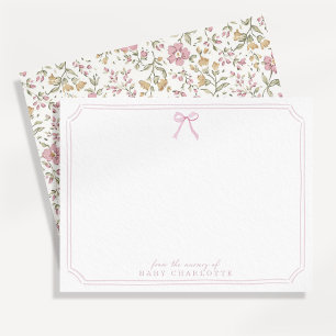 Carte de notes de la nurserie à cadre rose Cottage