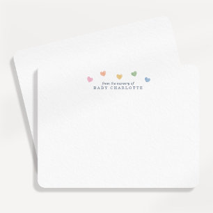 Carte de notes de la nurserie Cœurs colorés