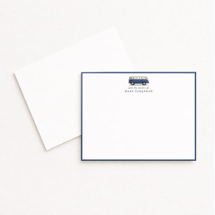 Carte de notes de nursery Bus bleu vintage avec bo