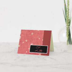 Carte de notes Empreinte de patte avec nom