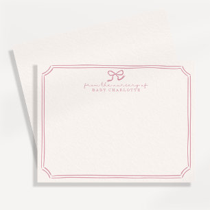 Carte de notes fantaisiste de nursery rose ruban r