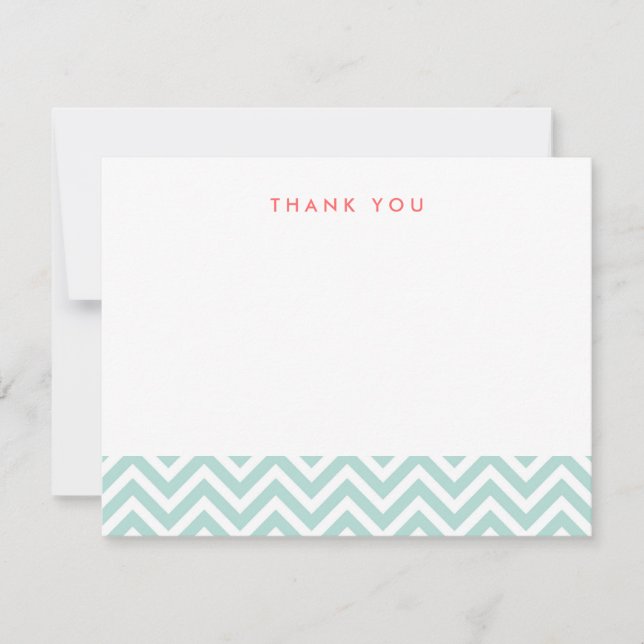 Carte de notes Mint Simple Chevron Thank (Devant)