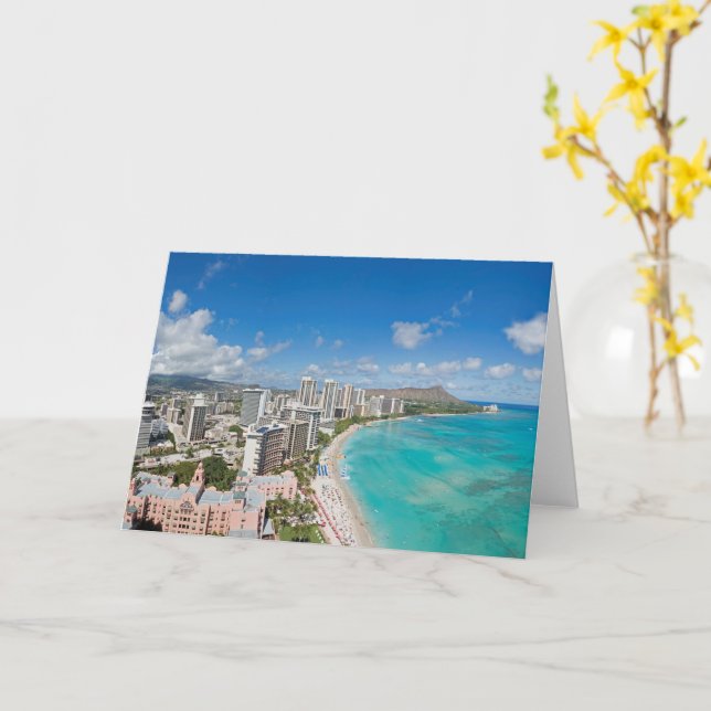 Carte de notes pliées Souvenirs de Waikiki (Fleur jaune)