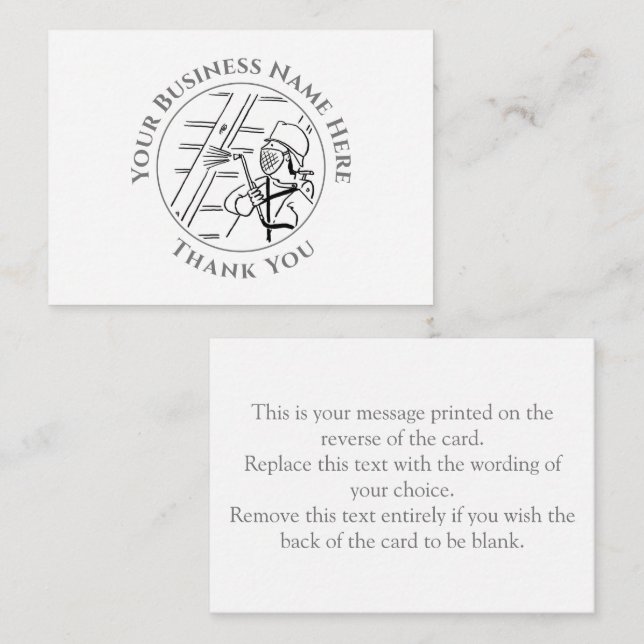 Carte de notes pour le traitement du bois Merci (Devant / Derrière)