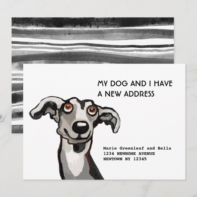 Carte de notification de déménagement pour Whippet (Devant / Derrière)