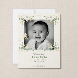 Carte de notification de naissance de bébé abeille