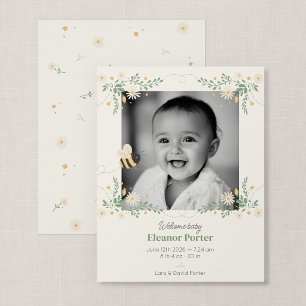 Carte de notification de naissance de bébé abeille