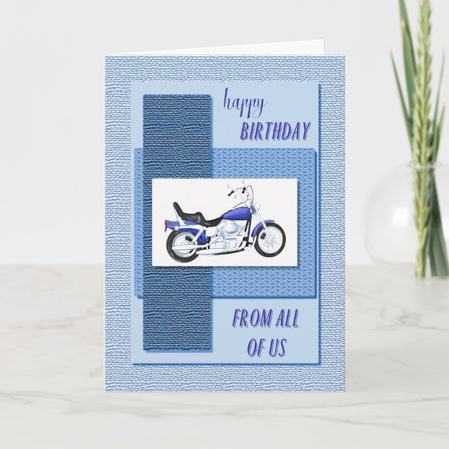 Carte De nous tous, anniversaire de moto (Devant)