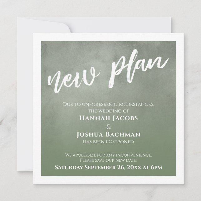 Carte de nouveau plan Mariage reportée par Green O (Devant)
