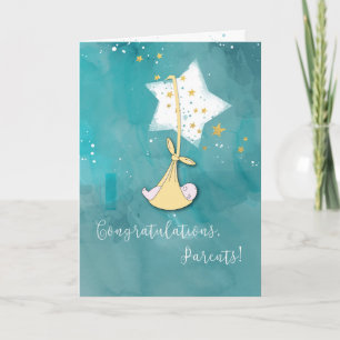 Carte De nouveaux parents, Félicitations, Bébé en étoile