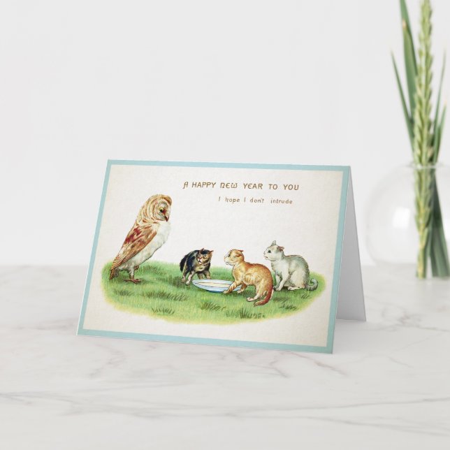 Carte de Nouvel An grenouilles vintage (Devant)