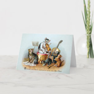 Carte de Nouvel An pour chats victoriens
