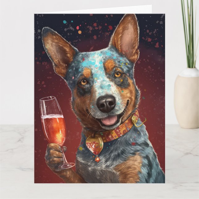 Carte de Nouvel An pour chien de berger australien (Devant)