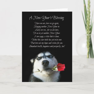 Carte de Nouvel An Super Mignonne avec Chien Husky
