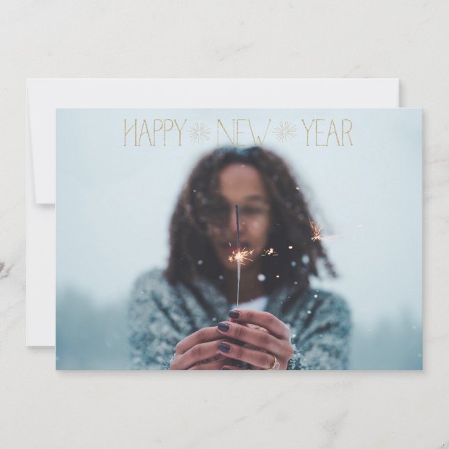 Carte de nouvelle année EDITABLE Sparkly Gold Happ (Devant)