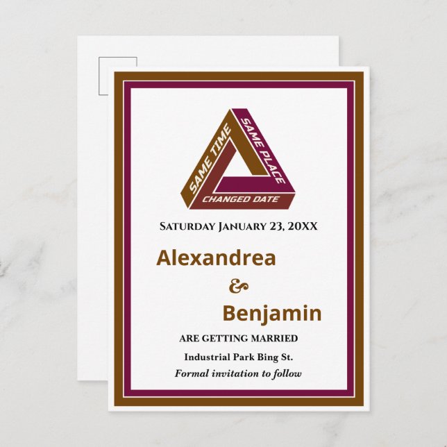 Carte de nouvelle date de mariage moderne pour ann (Devant / Derrière)