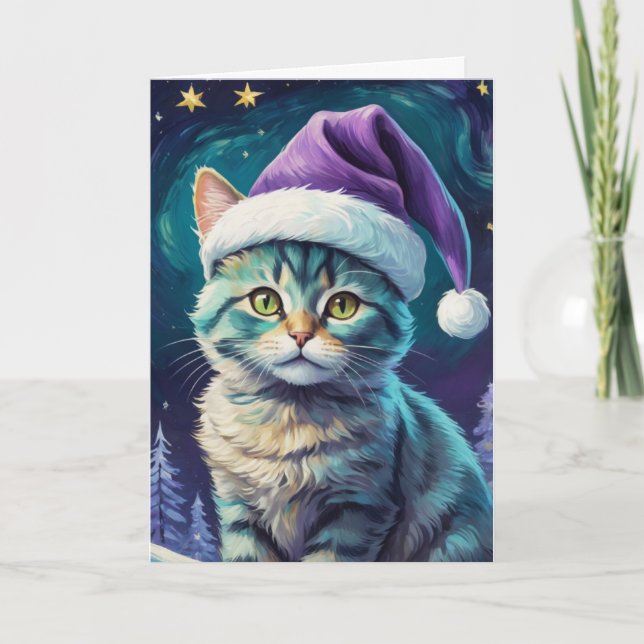 Carte de nuit Cute Cat Starry - Personnaliser (Devant)
