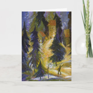 Carte de nuit du village de ski hivernal