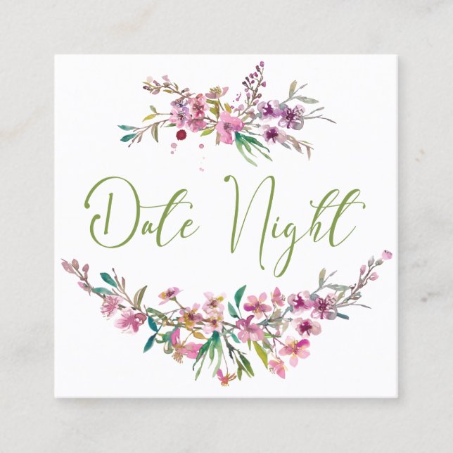 Carte de nuit Fleur Fleur de Cerisier Rose Élégant (Devant)