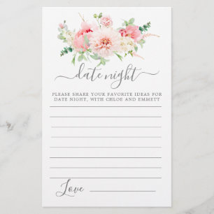 Carte de nuit Pony rose Floral Green Date