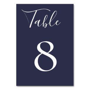 Carte de numéro de la table bleue de la marine