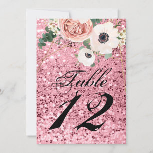Carte de numéro de table 5x7 Glitte de Rose de jar