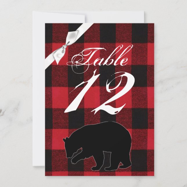 Carte de numéro de table 5x7 Red Plated Black Bear (Devant)