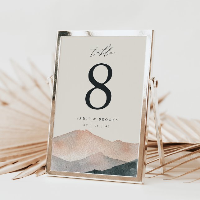 Carte de numéro de table 5x7" Sunset Desert Mounta (Créateur téléchargé)