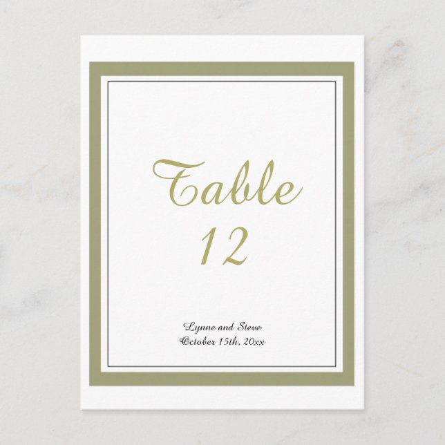 Carte de numéro de table à bordure dorée (Devant)