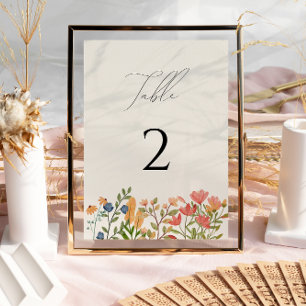 Carte de numéro de table à écriture Wildflower