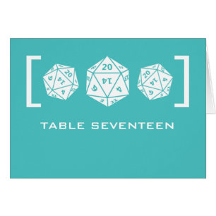 Carte de numéro de table Aqua D20 Dice Gamer