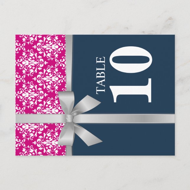 Carte de numéro de table avec ruban argenté faux d (Devant)