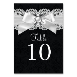 Carte de numéro de table Black & White Damask & Pe