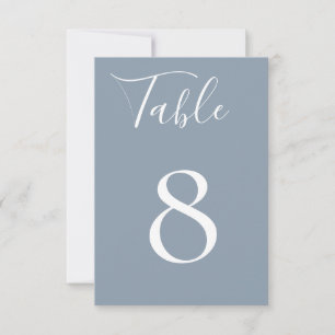 Carte de numéro de table bleue robuste et chic